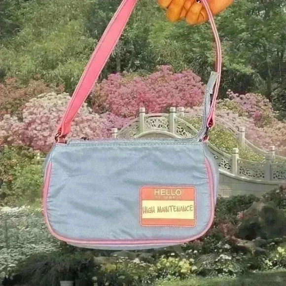 Y2k 90s  Baby Blue/Pink Mini Shoulder Bag - Picture 1 of 8